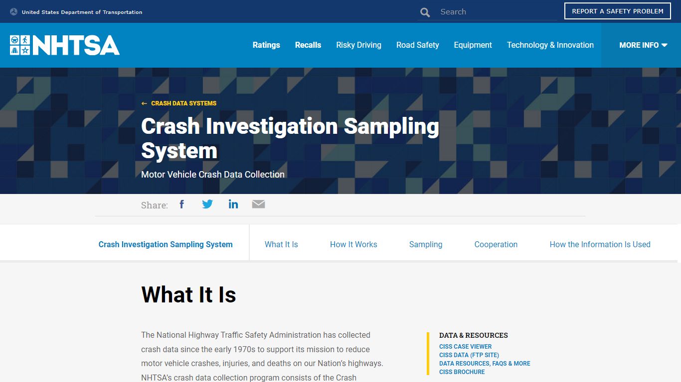 Crash Investigation Sampling System | NHTSA